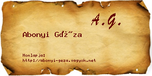 Abonyi Géza névjegykártya